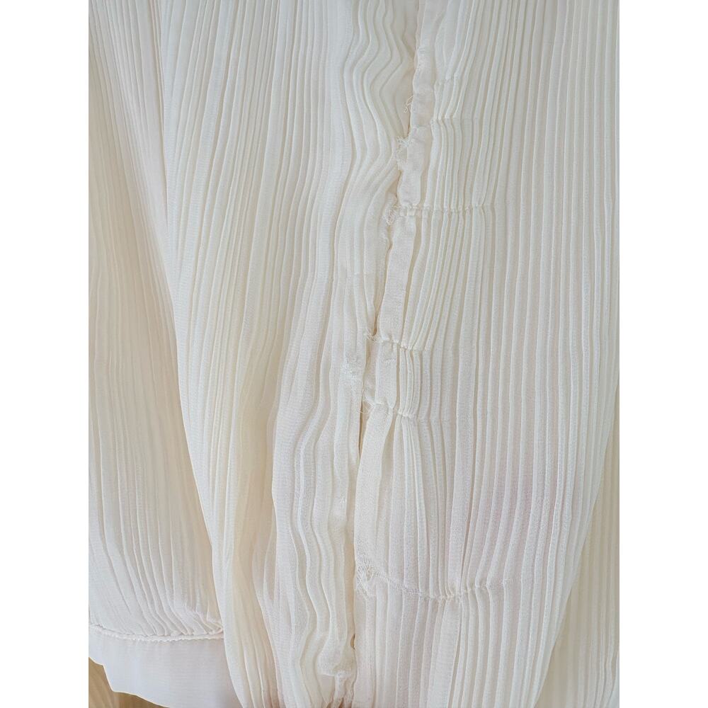 Zara Cutout Pleated Midi Dress Medium Ivory Cream Long Sleeve Flowy Cottagecore - Picture 11 of 15